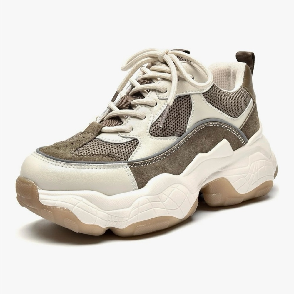Chunky Beige and Brown Sneakers